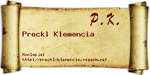 Preckl Klemencia névjegykártya